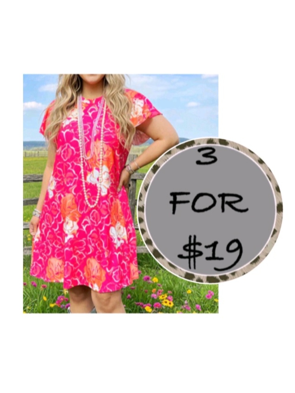 3/$19 NWT Southern Stitch floral ruffle sleeve tunic dress